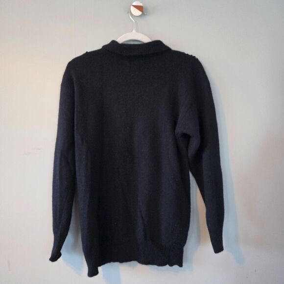 Vintage 80s Angora Wool Sweater. Small. Dark Romance Goth Glam Sequins Black - Picture 4 of 10